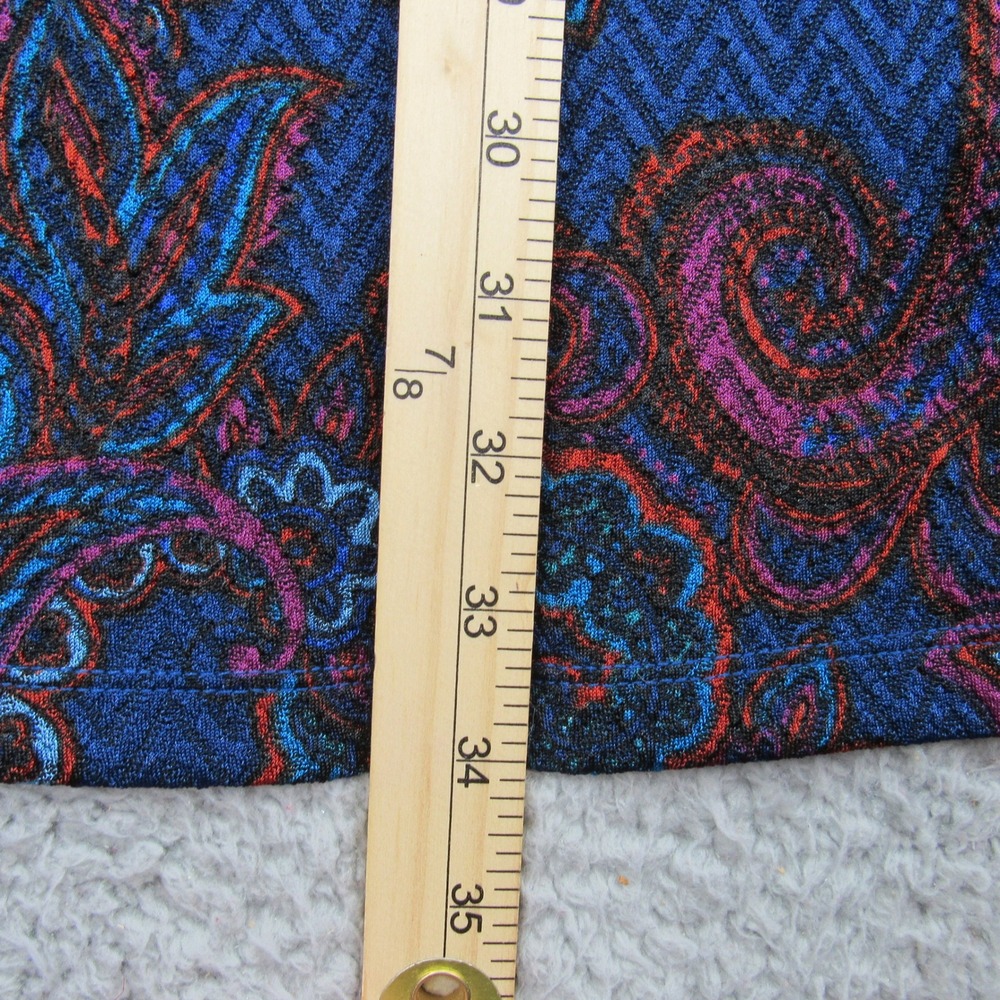 Susan‎ Graver Womens Open Front Duster Cardigan Blue Paisley Pattern  Med - Picture 7 of 7